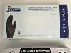 Set of 1st Choice Black Nitrile Disposable 3 Mil XL/Forpro Black M Nitrile 4 Mil