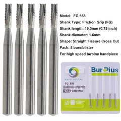 Wave Dental Burs FG 557 557L 558 Tungsten Carbide Burr High Speed Friction Grip
