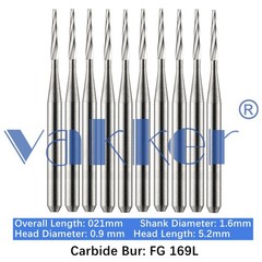 10-100pcs Dental Tungsten Carbide Burs Long Shank Taper Flat End Burs FG 169L