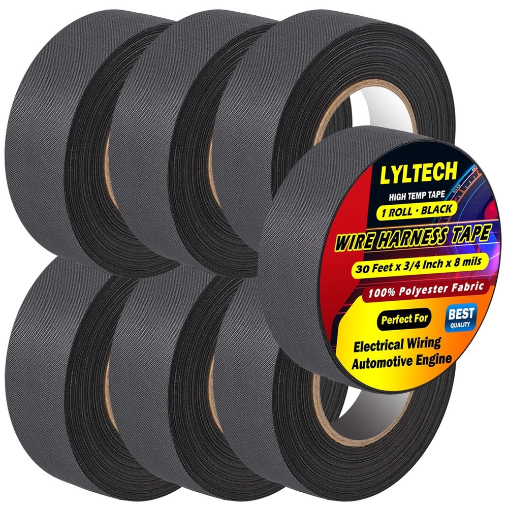 Wire Harness Tape 7 Rolls-Total 328 FT, Polyester Fabric,Flame Retardant,at 257℉
