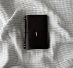 Dark Brown Leather Journal Cover with Charm A6