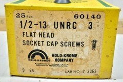 25) NEW HOLO-KROME 1/2″-13 X 3″ UNRC Flat Head Socket Cap Screws 60140 Box of 25