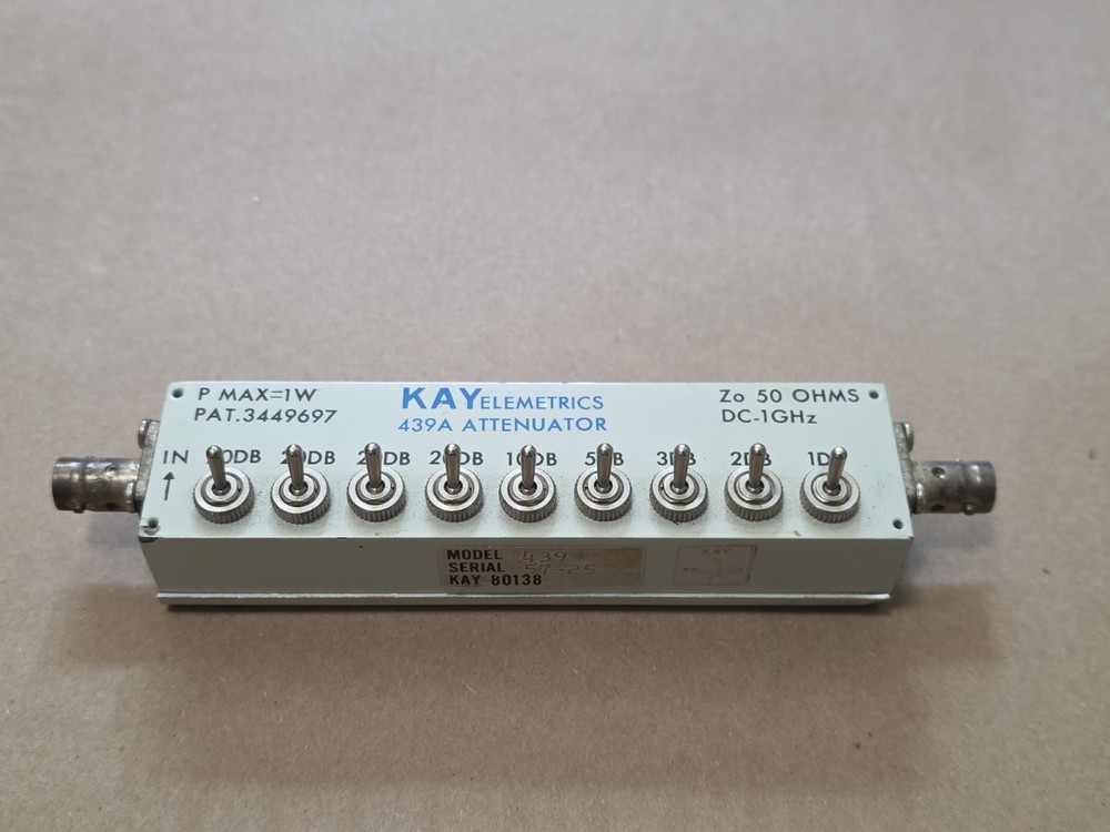 KAY Elemetrics 439A Attenuator DC- 1 GHz Zero Loss SMA 1 Watt 50 Ohms