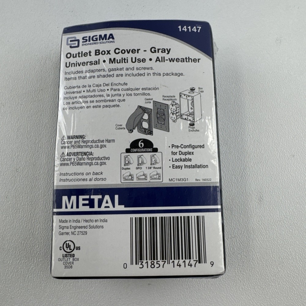 12 Pk Sigma Engineered Solutions, Gray 14147 1-Gang Universal Weatherproof Cover