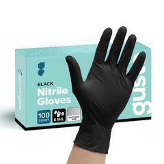 Comfy Package GUSTO Black Nitrile Gloves [100 Count] 6 Mil, HEAVY DUTY