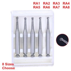 Dental RA Round Carbide Bur for Slow Speed Latch Type RA 1# – 8# Burs 5 Pcs/Box
