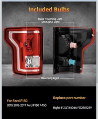 Rear Brake Tail Light Compatible With 2015 2016 2017 Ford F150 F-150 Replace FL3