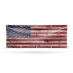 Rusty American Flag Vinyl Banner Sign with Metal Grommets Heavy-Duty