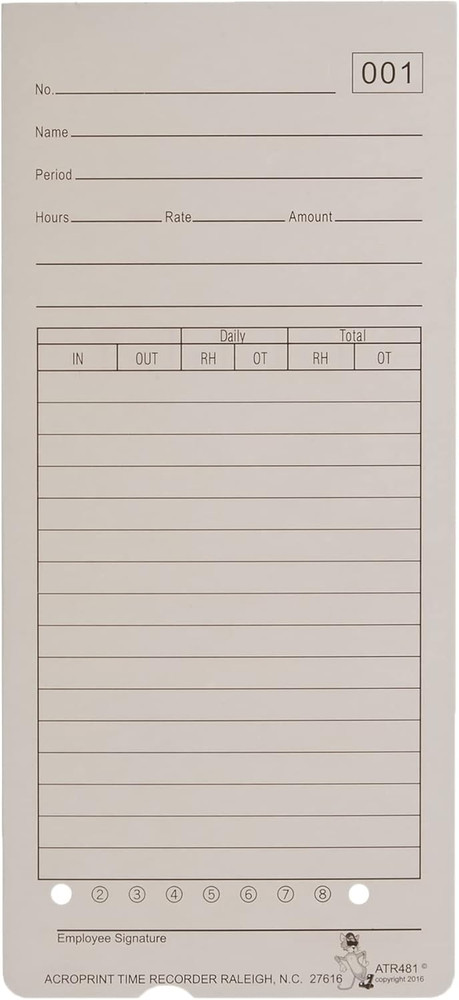 09-9115-000 Time Cards for ATR480 Time Clock, 50 Count(Pack of 1)