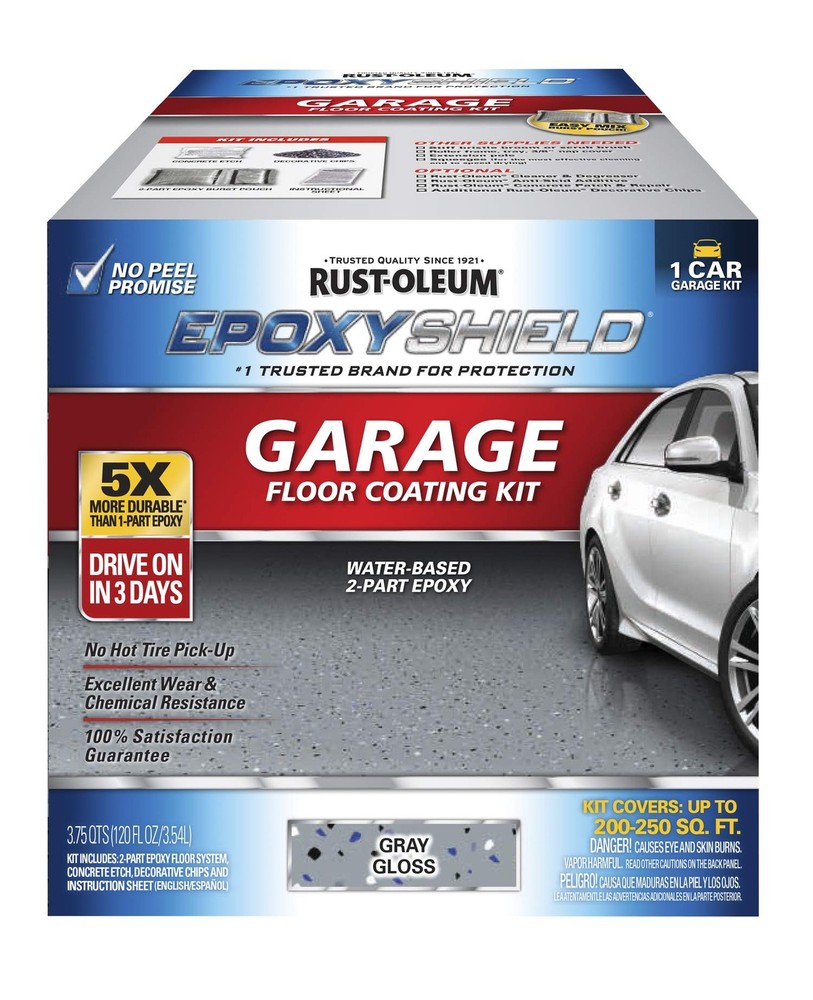 Rust Oleum Epoxy Shield Garage Floor Coating Gray 2 Part Durable Paint Kit