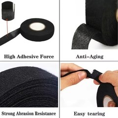 Heat Resistant Automotive Tape Flame-Retardant Cloth Sticky Fabric Black (50ft)
