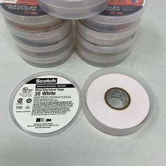 10 Rolls 3M 35 Scotch Vinyl Electrical Color Coding Tape, 3/4 in x 66 ft, White