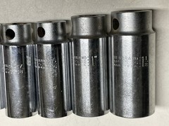 Herbrand 1/2” Drive 12 Pt Deep Sockets 1/2” To 1- 1/8” ~ 9 Pc. Set ~ Vintage USA