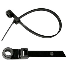 200 PACK 8″ INCH BLACK ZIP TIES w/ MOUNTING SCREW NAIL HOLE NYLON CABLE TY WRAP