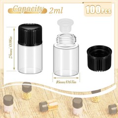 2ml Clear Small Glass Vials 100pcs with Screw Caps(100pcs) 100pcs,