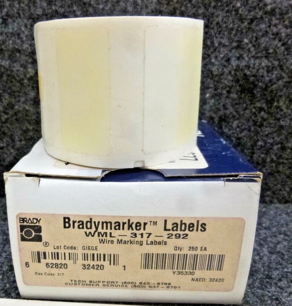 NEW Brady WML-317-292 White On Translu 250 Labels Per Roll 1-1/4″ H x 1-1/2″ W