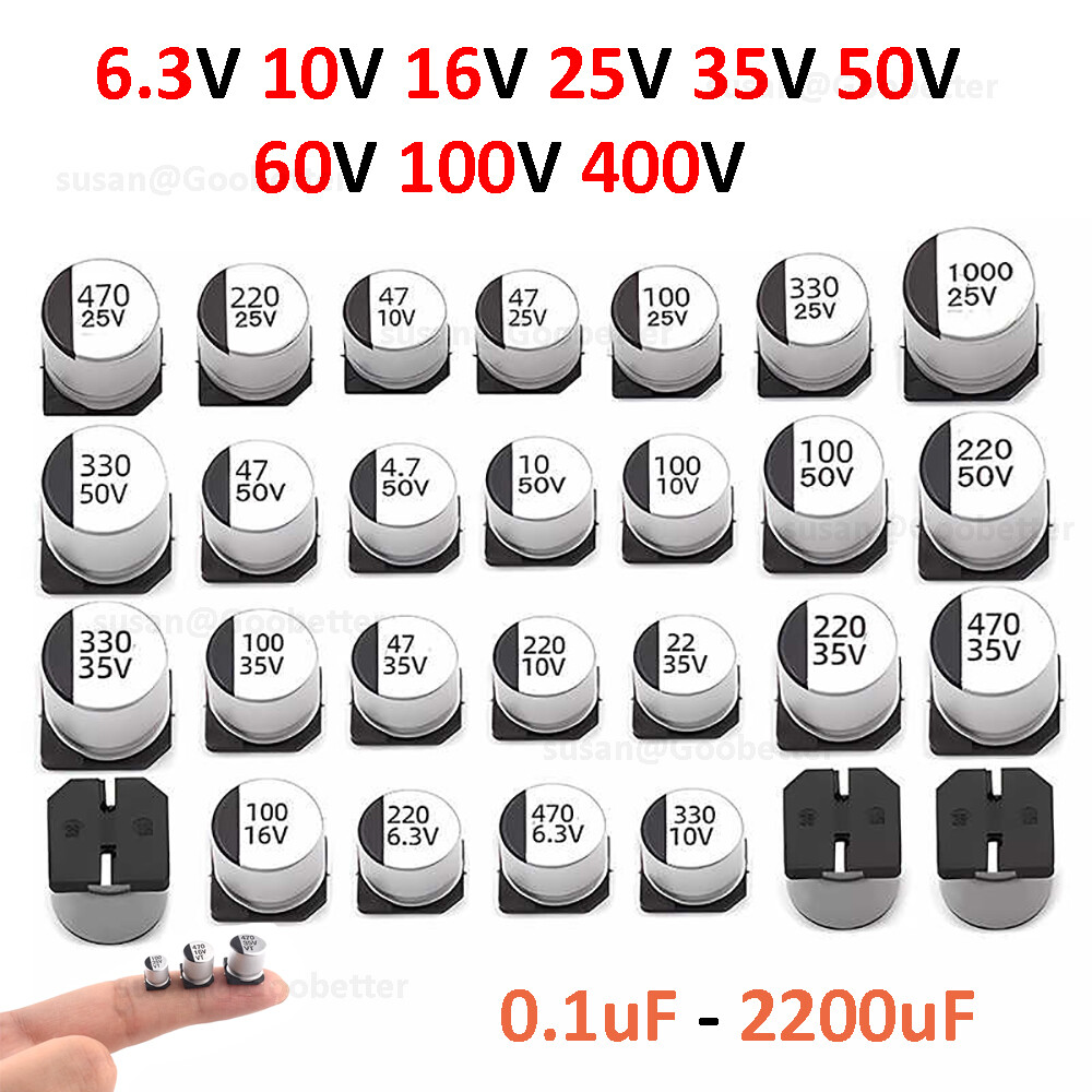 SMD/SMT Electrolytic Capacitors 6.3V to 400V – Various Values 0.1uF to 2200uF