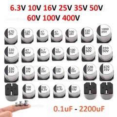 SMD/SMT Electrolytic Capacitors 6.3V to 400V – Various Values 0.1uF to 2200uF