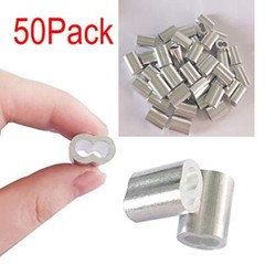 50Pcs Aluminum Crimping Loop Sleeves Cable Crimp for 3/16″ Diameter Wire Rope