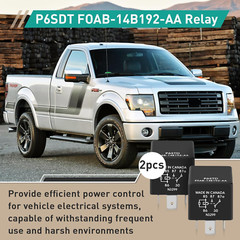 2 Pcs P6SDT FOAB-14B192-AA Relay – 12VDC 40A 5 Pins, Fit for Ford Models, Ensure
