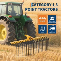 60″ Landscape Rake | Fits 2″ Receiver, for Lawn Tractors & ATV/UTV