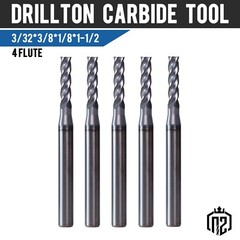 5 PCS 3/32″ 4 Flutes 1-1/2″ Overall Square Carbide End Mill Bit AlTiN Coated