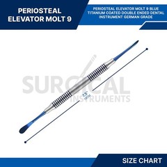 5 Pcs Molt Periosteal Elevator # 9 W/Blue Tips Dental Hollow Handle German Grade