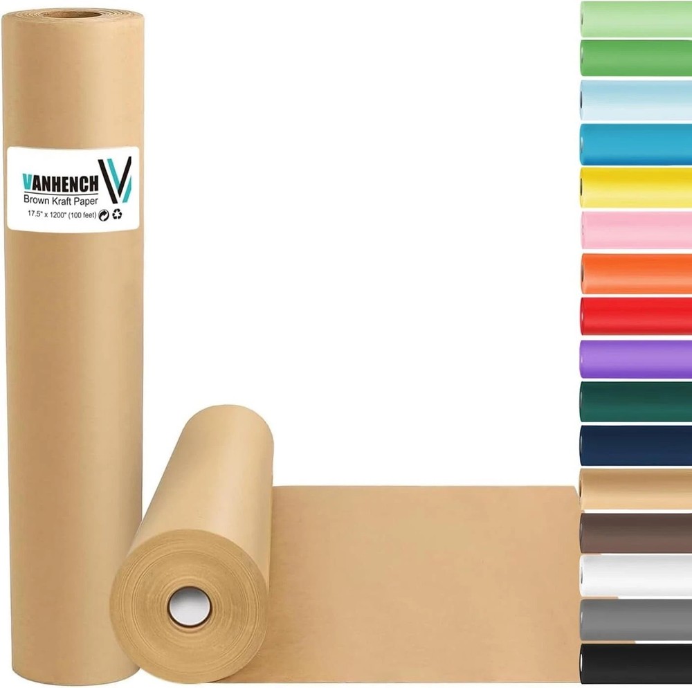 Brown Kraft Paper Roll 17.8″ x1200″ (100′) Crafts Gift Wrapping Packing Shipping