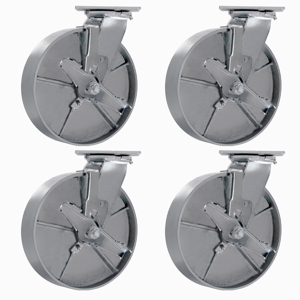8″x2″Heavy Duty Caster Steel Cast Iron Wheel,Casters,Capacity1500-6000LB