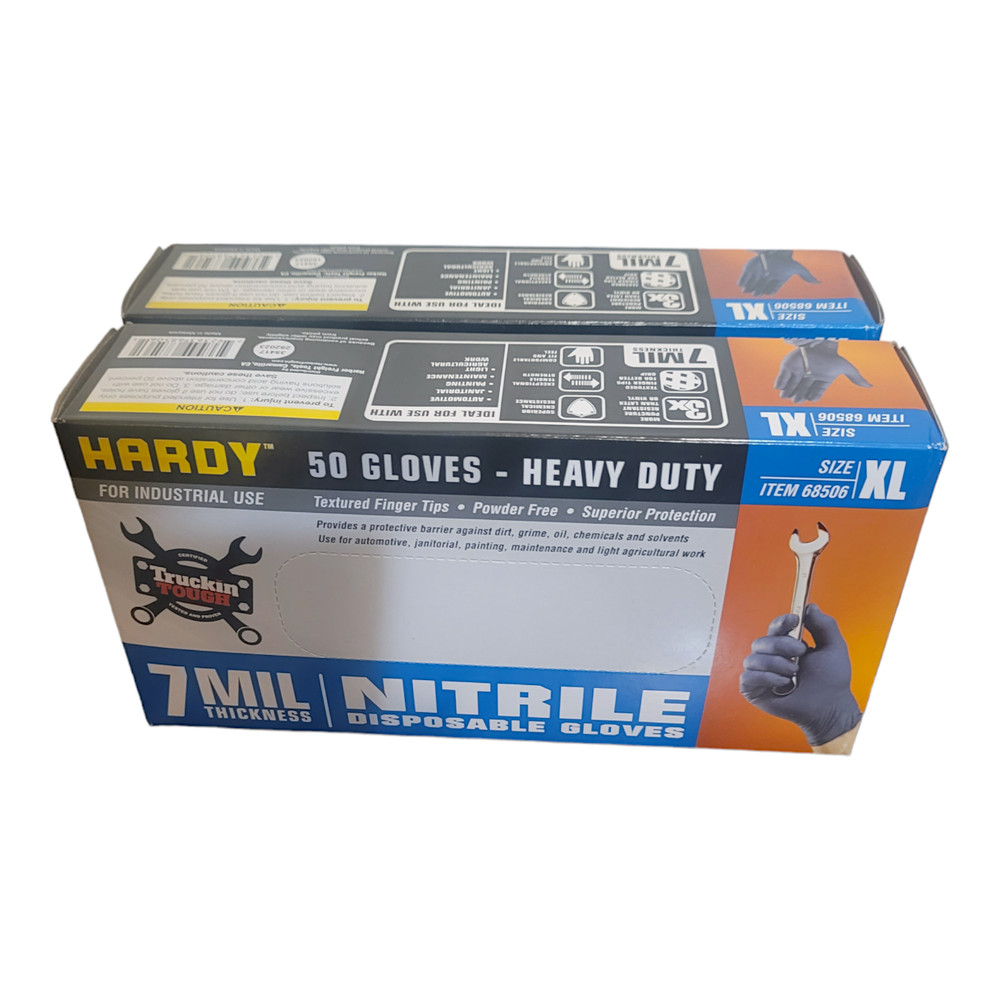 (2 boxes of 50)Hardy 7 Mil Blue Nitrile Examination Gloves X Large – 100 Gloves