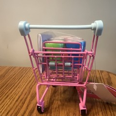 New Mini pink Shopping Cart for Desk Top Teacher Office 4.72” Stamps mini book