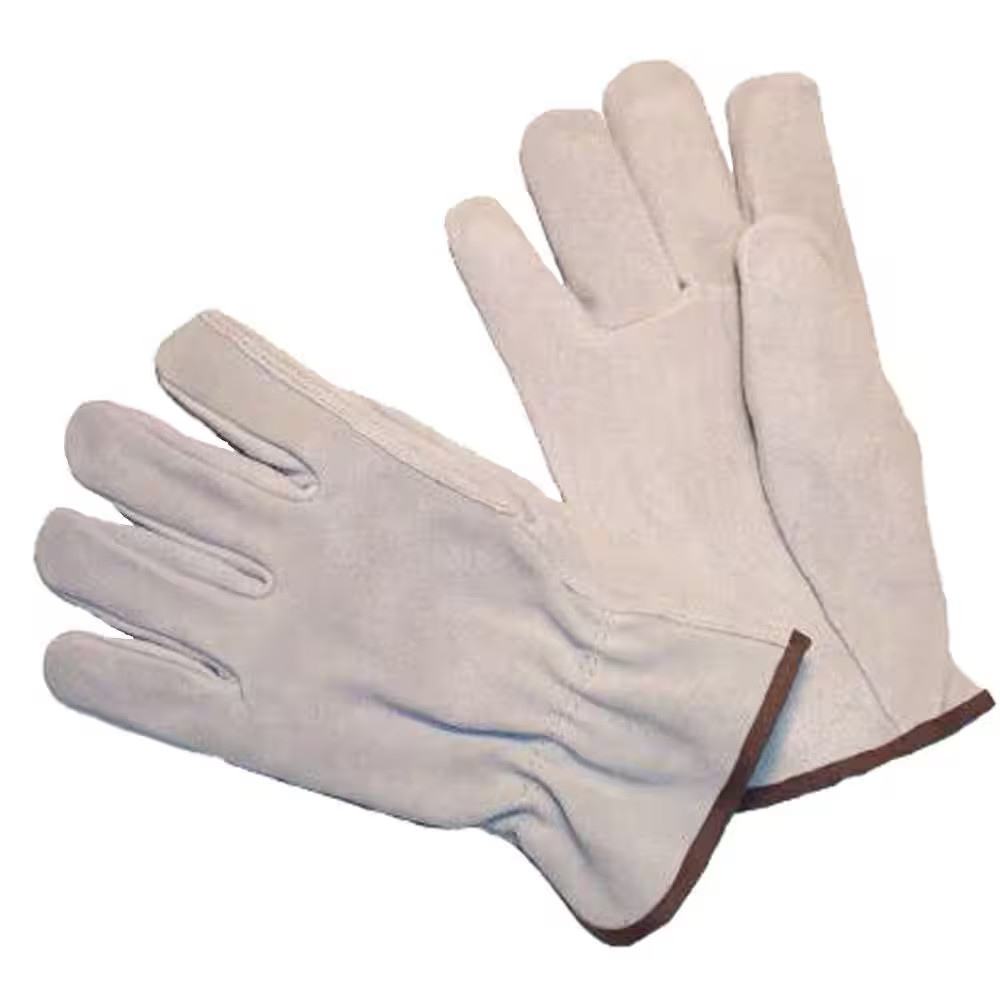 Premium Split Cowhide Large Straight Thumb Leather Gloves (3-Pair)