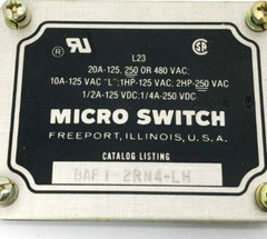 New Honeywell BAF1-2RN4-LH Snap Action Plunger Limit Switch 480VAC 250VDC