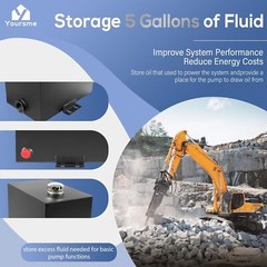 5 Gallon 14 Gauge Steel Hydraulic Fluid Reservoir Tank Outlet 0.75″ Inlet 1.5″