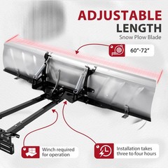 Adjustable 60″-72″ Width Snow Plow Blade For ATV UTV Switchblade Plow