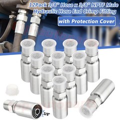 12 Pack Hydraulic Hose Fittings, 3/8″ I.D. Hose X 3/8″ NPTF Male with Protection