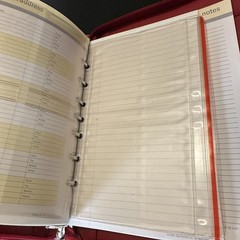 Franklin Covey Day One Red Agenda Planner Ring Retractable Handles w/Blank paper