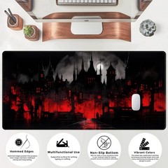 Black Castle Large Mouse Pad Red 31.5L x 15.8W inches, and