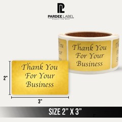 Thank You For Your Business Stickers Gold 2×3 Labels 250/Roll