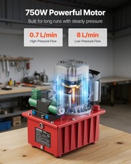 VEVOR Electric Hydraulic Pump 750W 10000 PSI Double Acting Solenoid Valve Pedal