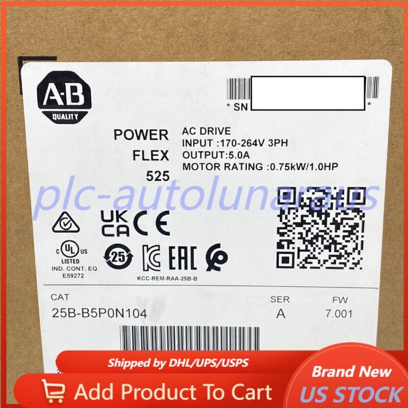 NEW AB 25B-B5P0N104 PowerFlex 525 AC Drive 0.75KW 1.0HP 25BB5P0N104 US Free Tax