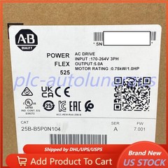 NEW AB 25B-B5P0N104 PowerFlex 525 AC Drive 0.75KW 1.0HP 25BB5P0N104 US Free Tax