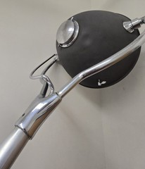 Large 9′ Antique Industrial Surgical Light Chrome & Gray In Original Condition