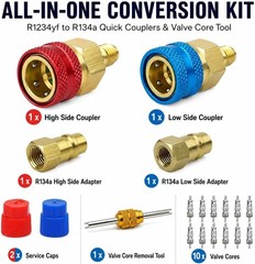 R1234yf Adapter & 1234yf Refrigerant Recharge Kit – R1234yf to R134a Adapter wit