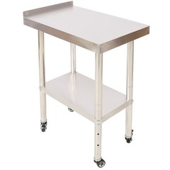 24×15″ Stainless Steel Prep Table w/Backsplash, Undershelf, 4 Casters, 440lb