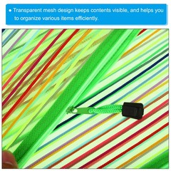 12Pcs Mesh Zipper Pouch, A5 Document Makeup Zipper Bag Travel Pouch, Green