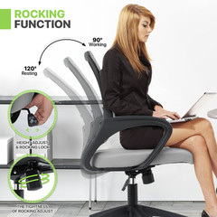 Adjustable Height Computer Home Office Ergonomic Desk Mesh Chair Light Grey