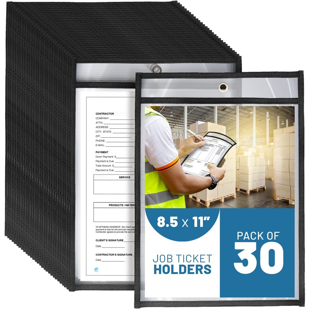 30 Pack Job Ticket Holders 8.5×11 – Work Order Plastic Sleeves for Documents …