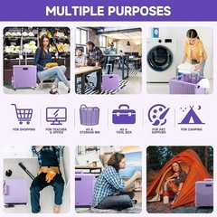 65L Folding Stair Climbing Shopping Cart Portable Trolley Collapsible Basket+Lid