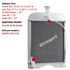 3 Row Aluminum Radiator Fits For Ford 2N 8N 9N Tractors 8N8005 86551430